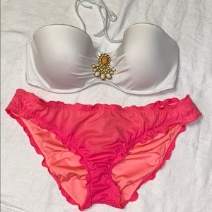Pink and White Victoria Secret Bikini Swimsuit